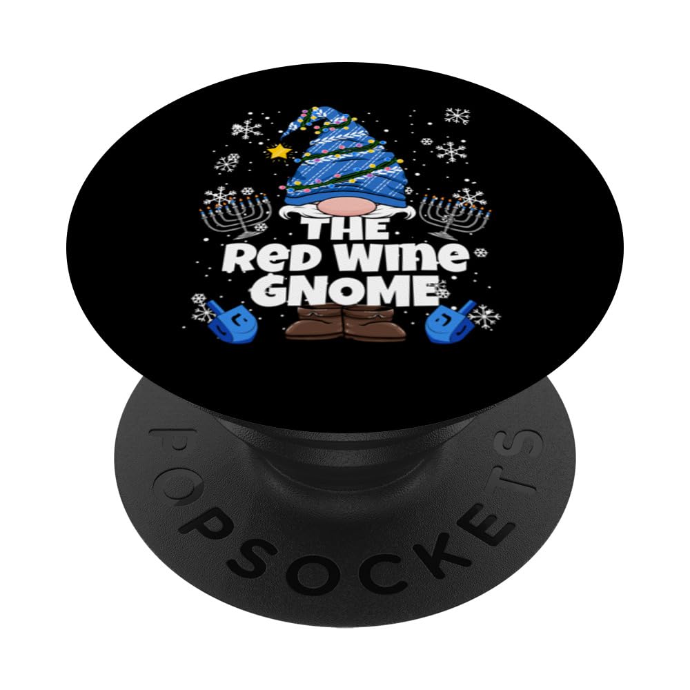 The Red Wine Gnome Funny Jewish Hanukkah Gnome PopSockets Swappable PopGrip