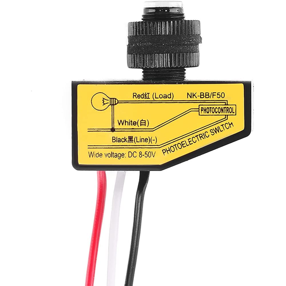 CENPEK NK-BB/F50 Light Control Switch DC 12V 24V 36V 48V Dusk to Dawn Photocell Light Switch Auto ON Off Light Sensor Control Switch 8-50V