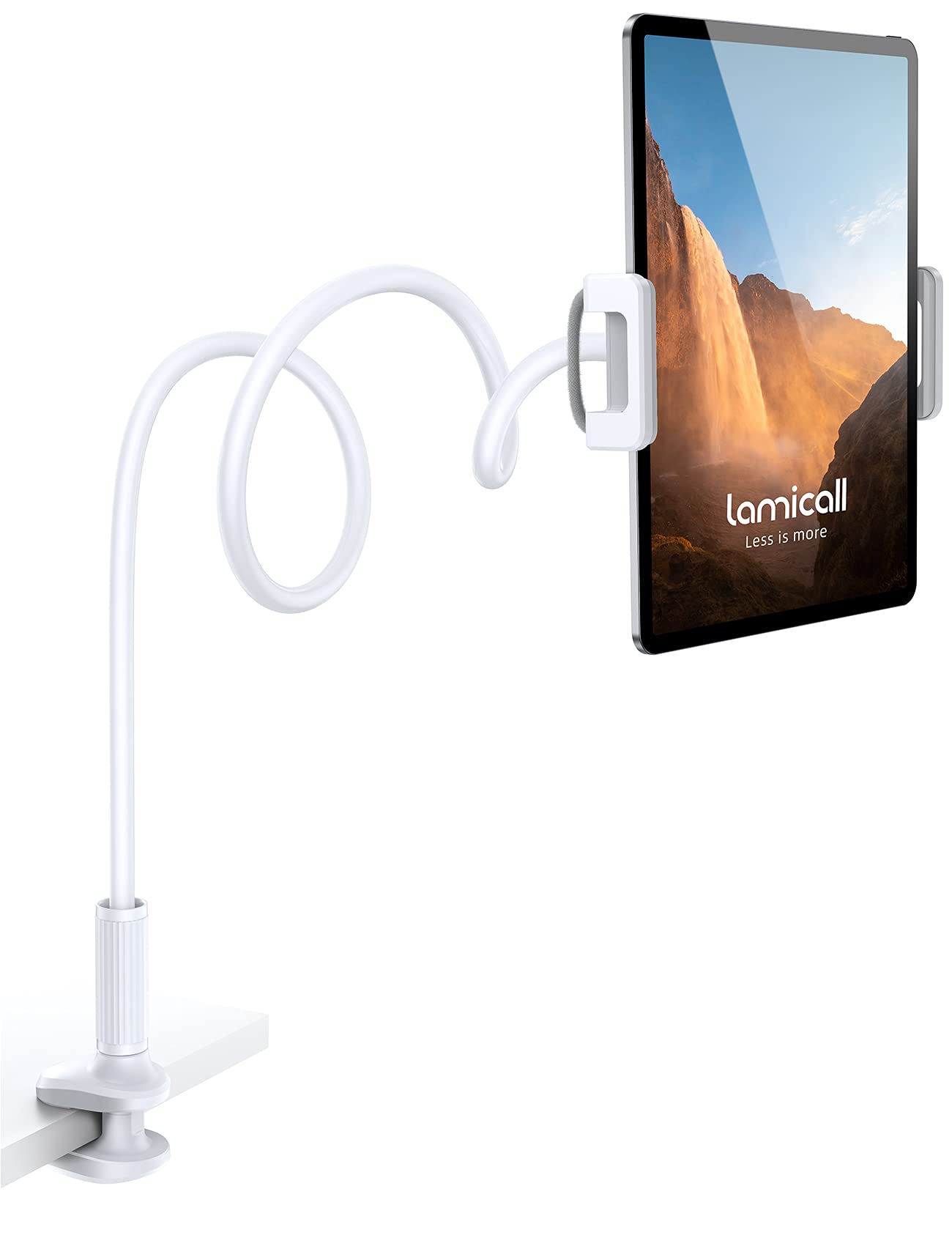 Photo 1 of Lamicall Gooseneck Tablet Mount Holder for Bed Flexible Tablet Arm Clamp for Bed Compatible with Pad Pro 10.5, Air 9.7, Mini 7.9, Galaxy Tabs, Switch, More 4.7-11" Device - White
