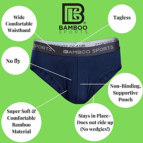 Bamboo Sports Mens No Fly Bamboo Underwear Briefs Super Soft