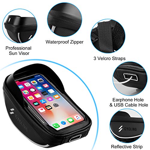 omitium-Bicicleta-Manillar-Bolsa-Impermeable-Soporte-para-telefono-movil-para-Manillar-Marco-Sillin-de-Bicicleta-para-iPhone-8-Plus7-PlusGalaxy-S7S6-etc-hasta-55-Pulgadas-Smartphone--Negro