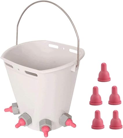 Sheep Feeding Bucket 8l Lamb Feeder Bucket With Nipples Pasture