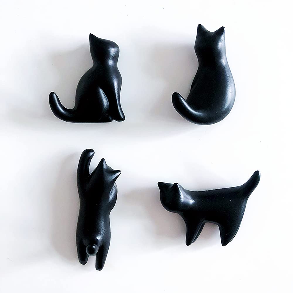 Cute Cat Fridge Magnets, 4pcs Funny Black Cat Refrigerator Magnets, Mini Kawaii Decorative Magnets for Home Kitchen Office Class Lockers Whiteboard, Gift for Magnets Collector, Cats Lovers
