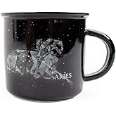 ARIES Ceramic Mugs - 13.5 oz Coffee & Tea Mug, Astrology Horoscope Cups with Personality Traits Revealed Inside, March & April Birthday Constellation and Zodiac Sign Drinkware