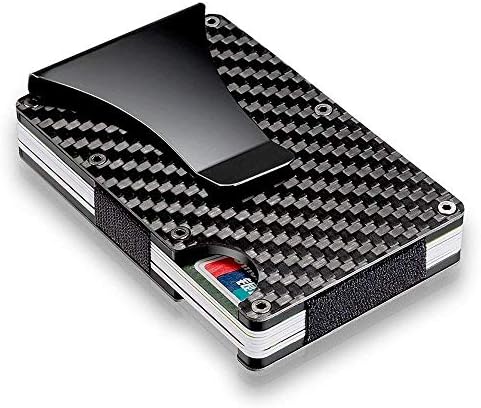 Credit Card Holder with Money Clip, Men RFID Blocking Wallet Carbon Fiber Business Double-sided Slim Mini lightweight Bank Card Case, Mens Credit Card Wallet and Contactless Credit Card Protector