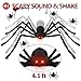 Begleri Halloween Decorations Giant Spider 4.1 ft with LED Eyes Spooky Sound Including 5 pcs Realistic Spider for Outdoor,Party,Bedroom Decor