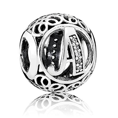 PANDORA 791845CZ Charm Alphabeth Letter " A " with Clear Cubic Zirconia Vintage look 925 ale