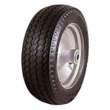 Marathon 4.10/3.50-4" Flat Free Hand Truck Tire on Wheel, 2.25" Offset Hub, 5/8" Ball Bearings, Sawtooth Tread