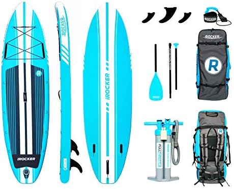 iROCKER All-Around Inflatable Stand Up Paddle Board 11' Long 32" Wide 6" Thick SUP Package