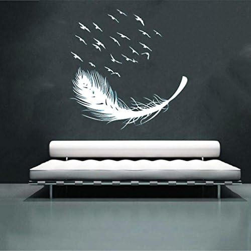 3D Wall Stickers,TPTPT DIY Multicolor Bird Feather Removable Wall Decal Family Home Sticker Mural Art Home Decor (White)