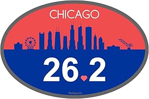 RETISPORTS Chicago 26.2 Magnet for Marathon Runners, Large 4x6 Waterproof Magnetic Decal with Skyline for Car or Refrigerator
