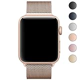 Walcase for Apple Watch Band 38mm, Fully Magnetic Closure Clasp Milanese Loop Stainless Steel iWatch Band for Apple Watch Series 3 - Gold