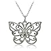 Hoops & Loops Black Flashed Sterling Silver High Polished Filigree Butterfly Necklace