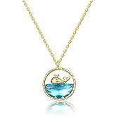 MYANAIL Whale Pendant Necklace for Women Cute Blue Ocean Animal Clavicle Necklace Fishtail Necklace Fashionable Titanium Steel Jewelry