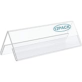 Acrylic 12 Pack Name Plates for Desks, AITEE 3x8.5 Clear Tent Name Plate Display for Office Conference, Reusable Name Tent Holder for Business Training Event