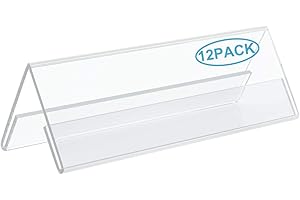 Acrylic 12 Pack Name Plates for Desks, AITEE 3x8.5 Clear Tent Name Plate Display for Office Conference, Reusable Name Tent Holder for Business Training Event