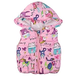Gyratedream Kinderen Gilet Meisjes Mouwloze Capuchon Bovenkleding Body Warmer Jassen Winter Cartoon Gedrukt Vest Jas…