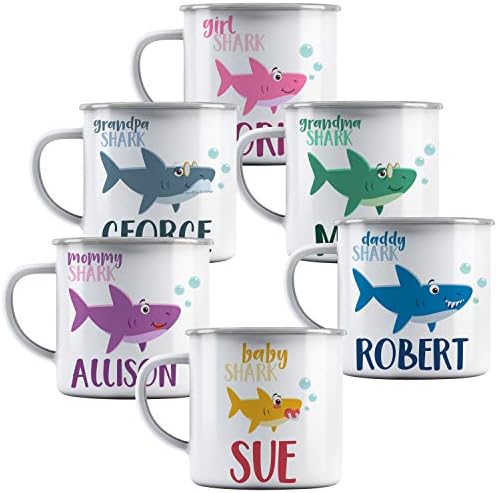 Personalized Gifts Shark Family Coffee Mug - 12oz Stainless Steel Coffee Mug -Birthday Gifts, Christmas Gifts, Mother's Day Gifts - Baby, Boy, Girl, Mommy, Daddy, Grandma, Grandpa Sharks