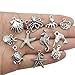 Youdiyla 58 PCS Beach Charms Collection - Mixed Starfish Seashells Conch Sea Horse Octopus Mermaid Dolphin Metal Alloy Pendants (Silver HM72)