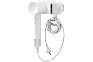 SEICHYGO Hair Dryer Holder Wall Mount Compatible with Dyson & Laifen (NOT for SE LITE), Adhesive Holder for All Magnetic High Speed Blow Dryer with Plug Cord Organizer Hook, (Aluminum Alloy, White)