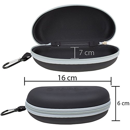 Waterproof Sunglasses and Eyeglasses Case - Durable, Hard EVA Zippered Glasses Holder with Back Pack Clip - Grey - by Splaqua