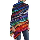 Womens Boho Floral Turtleneck Asymmetrical Hem Long Sleeve Shirts Casual Plus Size Loose Top Pullover Modest Blouse for Women