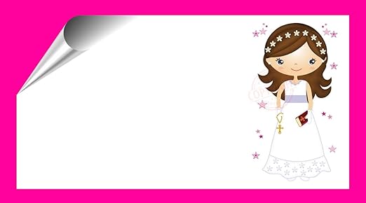 Kit 96 Etiquetas Mi Primera COMUNIÓN - Pegatinas Adhesivas Niña Comunión para Regalo, Invitación, Fiesta, Candy Bar, Obsequios, Botes Chuches, Dulces, Tarros: Amazon.es: Hogar