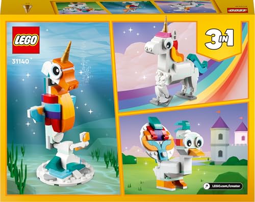 LEGO Creator 3-in-1 Magisches Einhorn - Spielzeug mit Minifiguren - Tierfigur verwandelt Sich in EIN Seepferdchen oder einen Pfau - Kreatives Geschenk für Mädchen und Jungen ab 7 Jahren - 31140 10