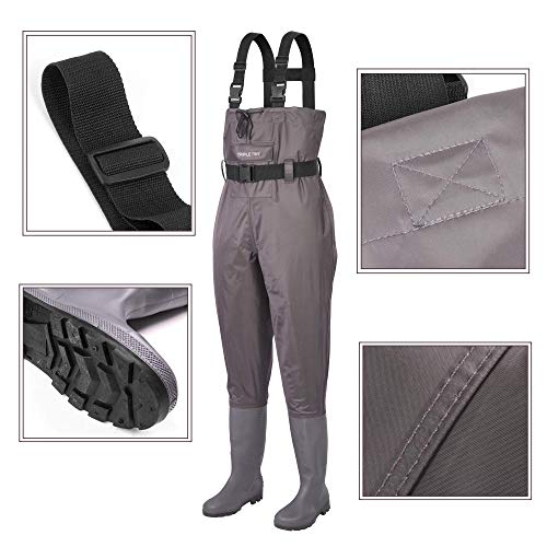 Chest Wader for Men with Boots, Waterproof Fishing Waders Breathable Nylon Waders with a Big