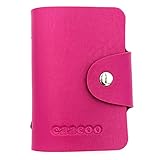 Credit Card Holder Wallet for Women Men - 24 Card Slots (Rose Red)