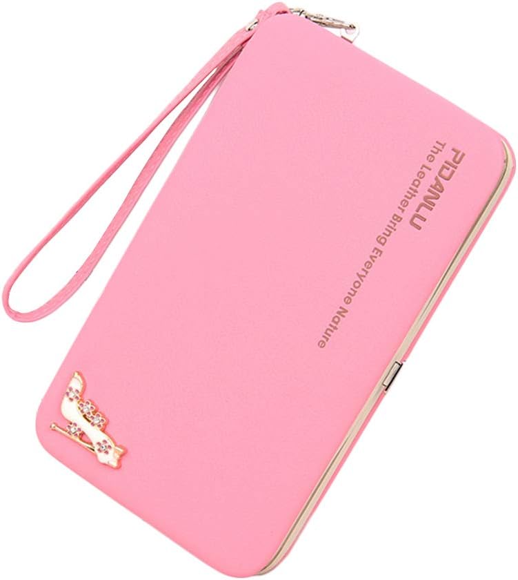 Ladies Purse Wallet Women's Wallet, Long Clutch Leather Wallet with Card Holder and Phone Case Bag Compatible with iPhone X 8 7 Plus Samsung S9 S8 Lady Handbags Long Wallets