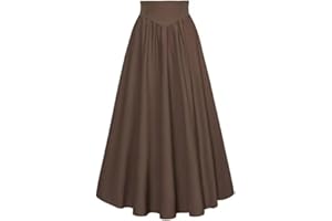 Maxi Skirts for Women Summer Fall High Waist Drawstring Long Skirt Pleated Ruffle Layered Solid Medieval Skirts