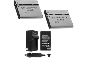 UltraPro LI-50B Battery 2-Pack Bundle 1000mAh Digital Video Batteries with Rapid Travel Charger for Select Olympus Cameras Including SH-25MR, SP-720UZ, SP-800UZ, SP-810UZ, and SZ-31MR
