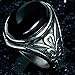 BOHO Jewelry Mens Vintage Stainless Steel Onyx Ring,Black Silver