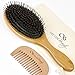 Boar Bristle Hair Brush - Natural Pure Boar Bristles Mixed with Nylon Pins - Large Wood Handle - Easy to Detangle Long and Thick Hair - Add Natural Shine and Texture -Boar Brush For Men Women and Kids