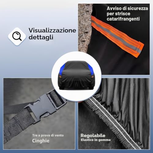 Gunhyi Outdoor SUV Car Cover, Waterproof and Breathable Car Cover Scratch Resistant Rain, Windproof and Dustproof for VW T-Roc Jeep Renegade Compass Dacia Duster (up to 460 cm) YM