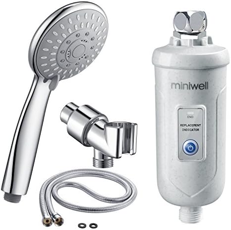 Miniwell Shower head Filter to remove 99% chlorine and water impurifies, with 3 stage Carbon filtration system and lifetime indicator, L730, soften skin and healthier hairs (L730-W)