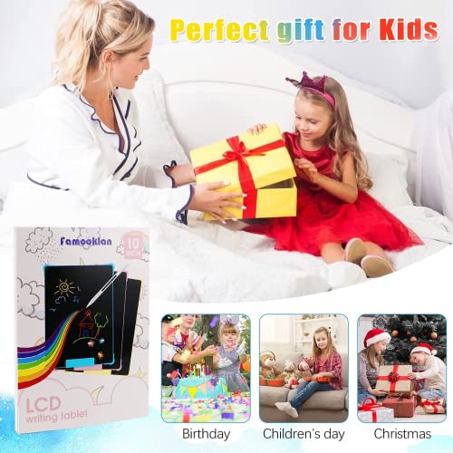 LCD Writing Tablet for Kids, 10 Inch Scribbler Board , Double Sided Multifunctional Colorful Drawing Doodle Pad, Erasable Reusable Toddler Learning Educational Toys Gifts for 3-7 Year Old Boys Girls