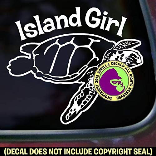 ISLAND GIRL Sea Turtle Ocean Vinyl Decal Sticker A