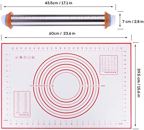 KATELUO Rouleau à Pâtisserie en Acier Inoxydable,Professionelle Rouleau a Patisserie Ajustable avec 4 Disques Réglables & Tapis de Cuisson en Silicone pour Fondant - Cuisine A Vivre KATELUO Rouleau à Pâtisserie en Acier Inoxydable,Professionelle Rouleau a Patisserie Ajustable avec 4 Disques Réglables & Tapis de Cuisson en Silicone pour Fondant