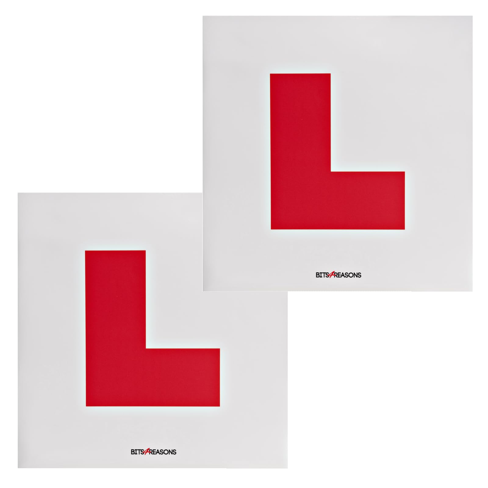 BITS4REASONS Professional Automotive Grade SELF Adhesive Removable at END of Life USE Vinyl with NO Damage to Paint Pair of L Plates Stickers Same Material AS Used ON Our Driving School Cars