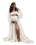 Verngo Ivory Puffy Maternity Dress for Photoshoot