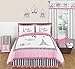 Sweet Jojo Designs Pink, Black and White Stripe Paris Window Treatment Panels - Set of 2