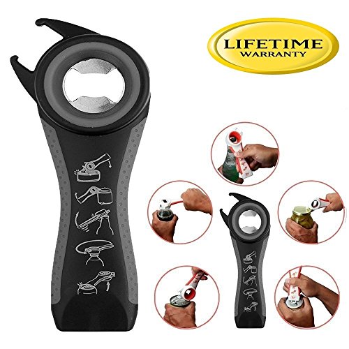 Professional Multi Bottle Opener, 5 In 1 Jar Bottle Can Opener, Lid Twist Off Gripper,Soft Grips Handle,Multifunction Opener for Seniors Rheumatoid Arthritis,FDA Approved