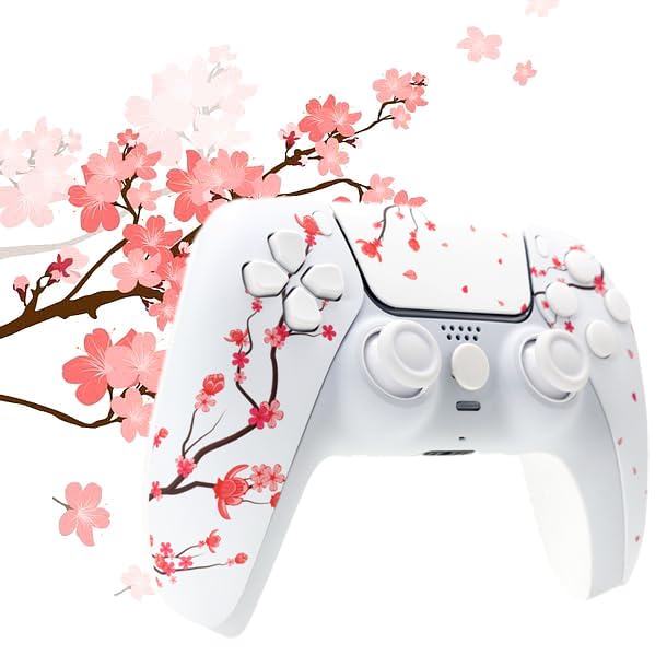 Photo 1 of Cherry Blossoms Front Shell for PS5 Controller with Touchpad Cover Custom Faceplate for PS5 BDM-020 (Cherry Blossoms)