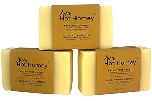 Hot Homey Eucalyptus & Peppermint 3 Pack Handmade Bar Soap, Cold Process Face And Body Bar Soap For Men And Women (4.2 oz, 3 