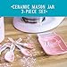 Mason Jar Kitchenware Set - Ceramic Measuring Cups, Measuring Spoons & Spoon Rest for Stove Top - Versatile Measuring Cups and Spoons Set - Mason Jars Pink Kitchen Decor and Accessories (10 Pc, Pink)