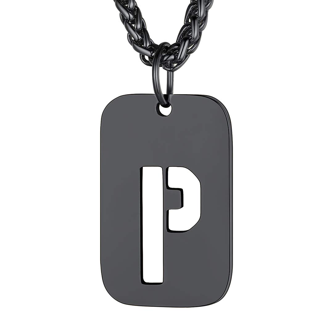 Richsteel Dog Tags Military Brother Necklace For Men Initial Pendant P Letter Necklaces