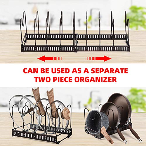 Caannasweis 8+ Expandable Pan Rack Organizer, Diy Retractable Pot Rack