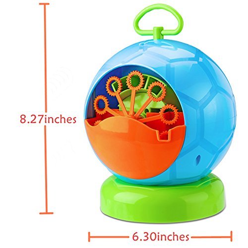 Bubble Machine - Bubble Machine for Kids with 3 Bottles of Bubble Solution and 2 Hand Bubble Wands - Durable and Portable Automatic 800+ Bubble Machine for Christmas, Parties, Wedding (Football Shape)